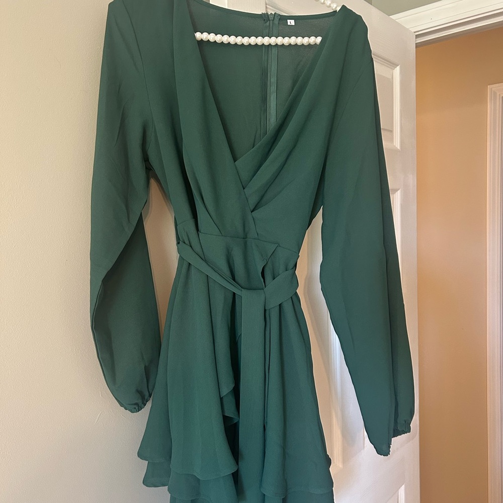 Amazon Deep Green Long Sleeve Dress